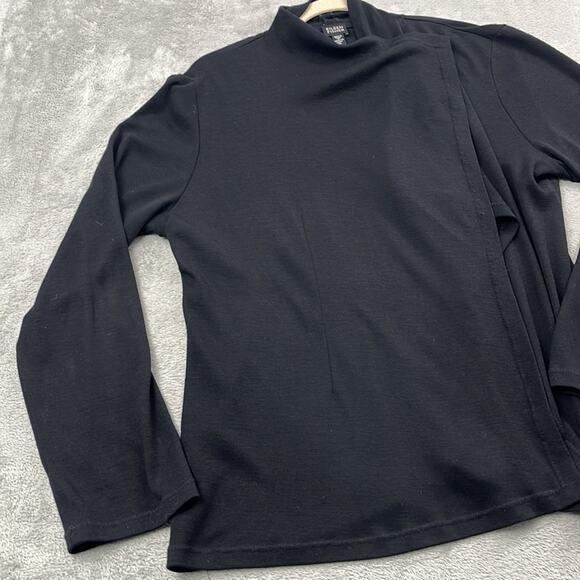 Eileen Fisher XL 100% Wool Black Open Drape Cardigan Sweater - Picture 2 of 16